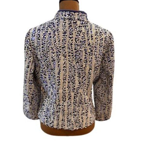 Carlisle Blue and White Sequin Women’s Blazer with Hook & Eye Closure – Size 10 - Picture 7 of 10